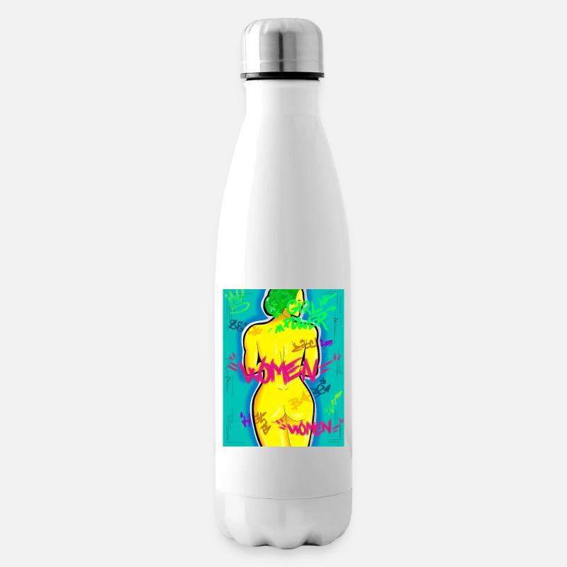 Femme Graffiti Puissance et Couleurs - Bouteille isotherme - blanc