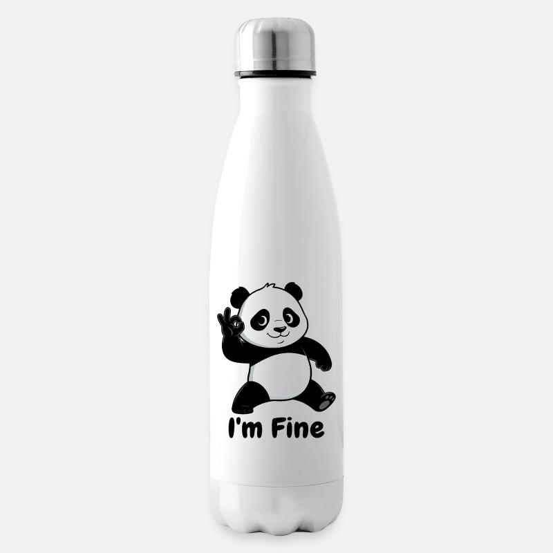 Panda Daumenhoch Cartoon Schwarz - Isolierflasche - Weiß