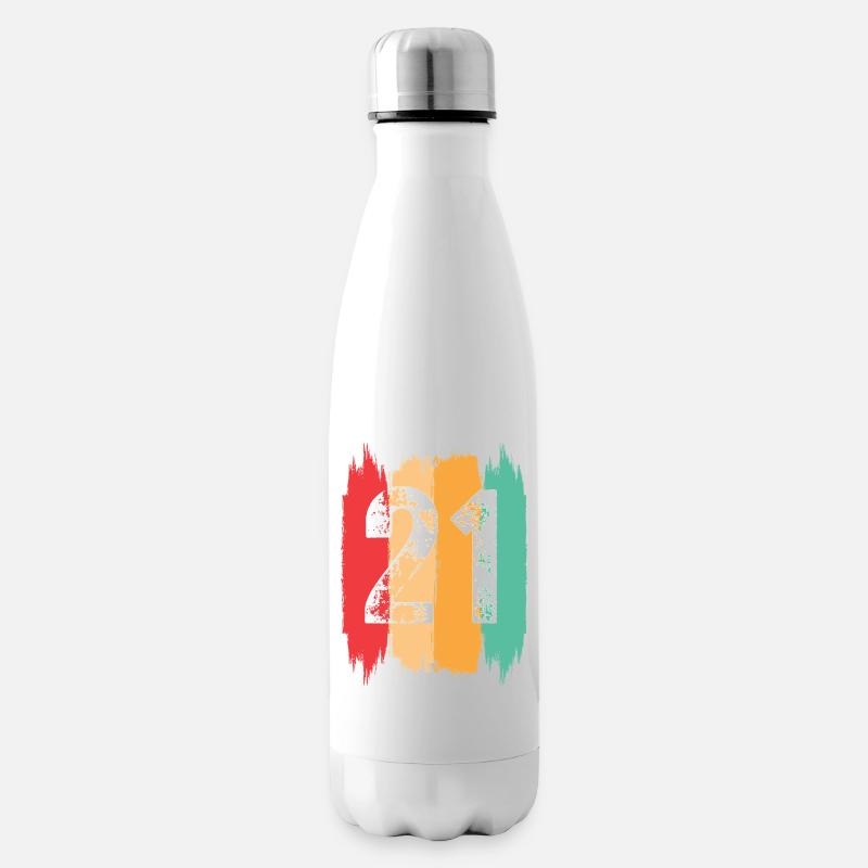 Design vintage style 21 ans - Bouteille isotherme - blanc