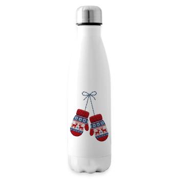 Christmas mittens in embroidered look (printed) - Insulated Water Bottle - white - Right