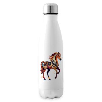Chevaux ornementaux à motifs colorés Œuvres abstraites - Bouteille isotherme - blanc - Droite