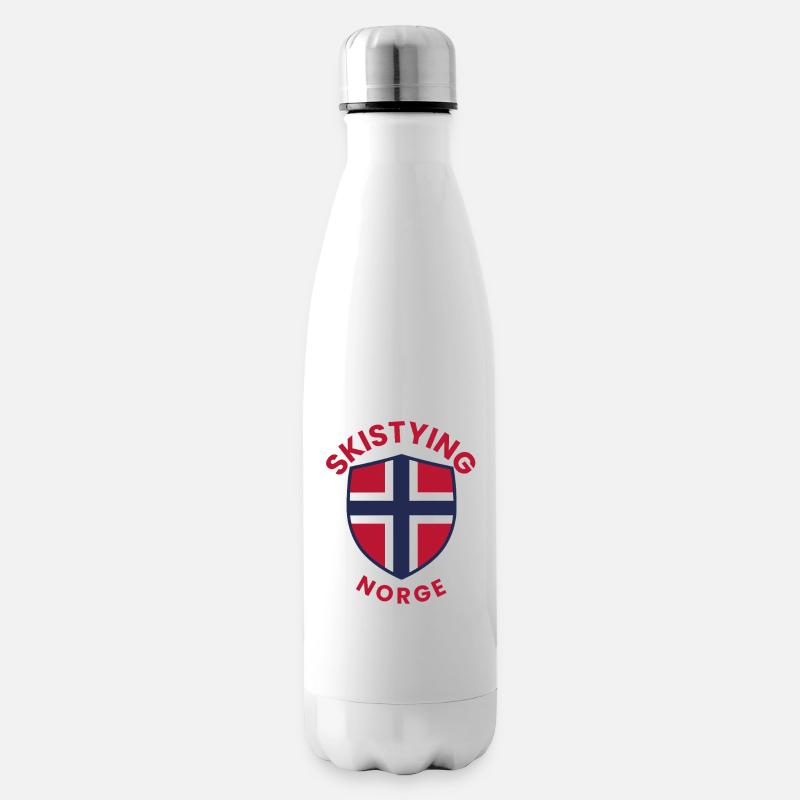 Norwegens Ski-Stil-Schild - Isolierflasche - Weiß