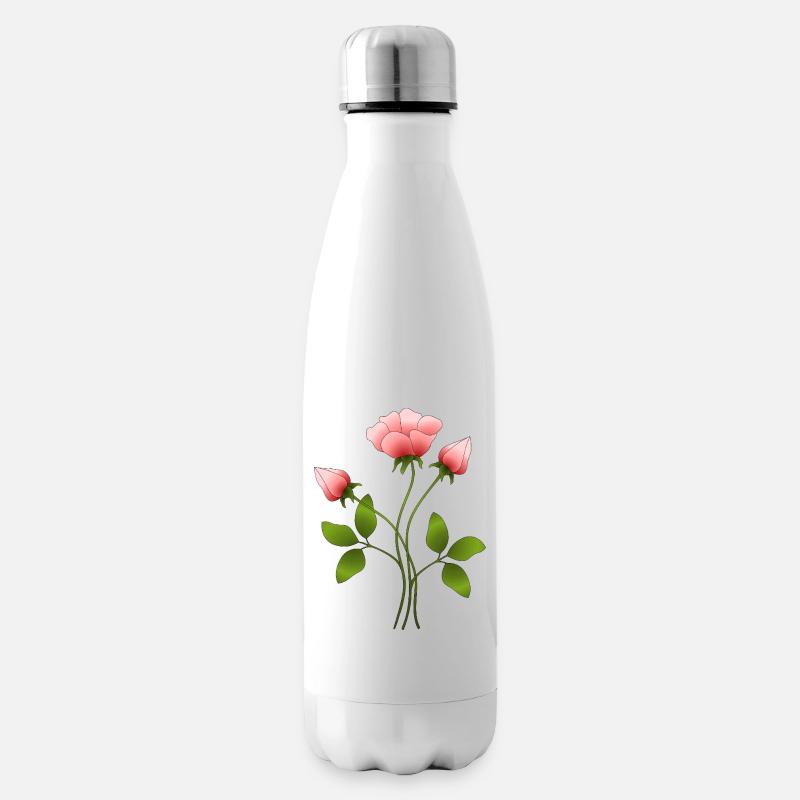 Blumen - Isolierflasche - Weiß