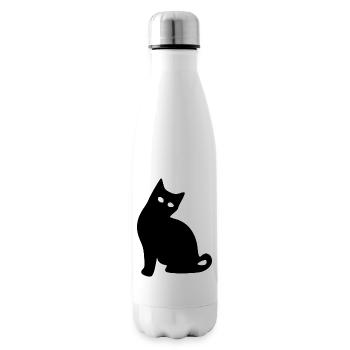 Katze Silhouette schwarz Geschenk Katzenliebhaber - Isolierflasche - Weiß - Rechts