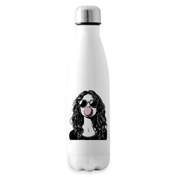 Cool Girl Blowing Bubblegum - Insulated Water Bottle - white - Right