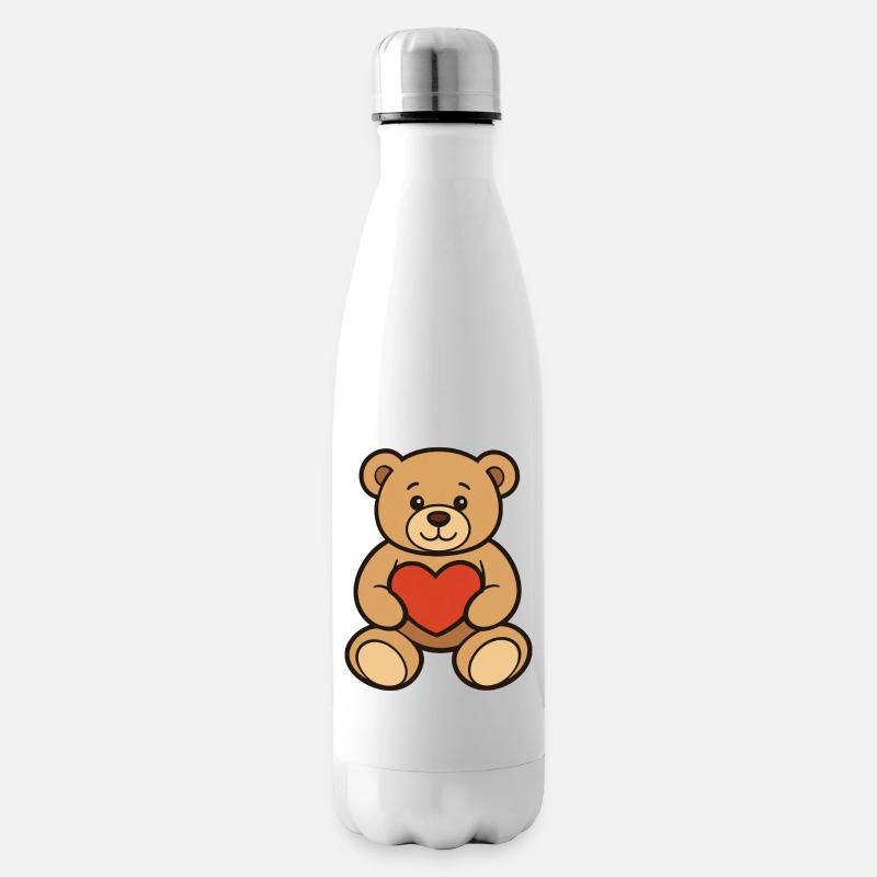 Dessin de bande dessinée Teddy Bear avec Cœur - Bouteille isotherme - blanc