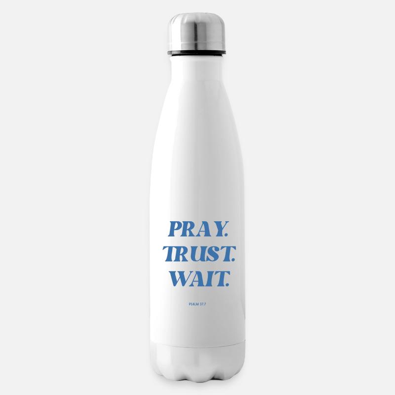 Praying Trust Waiting - Insulated Water Bottle - white