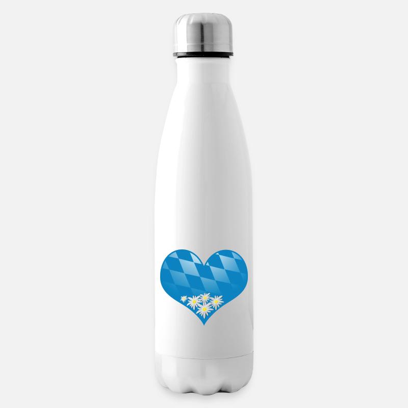 Bayern Herz mit Edelweiß - Isolierflasche - Weiß