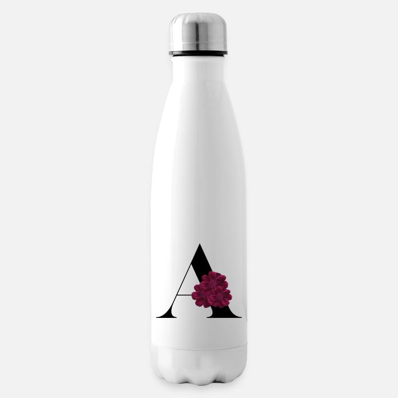 lettre A fleuris - Bouteille isotherme - blanc