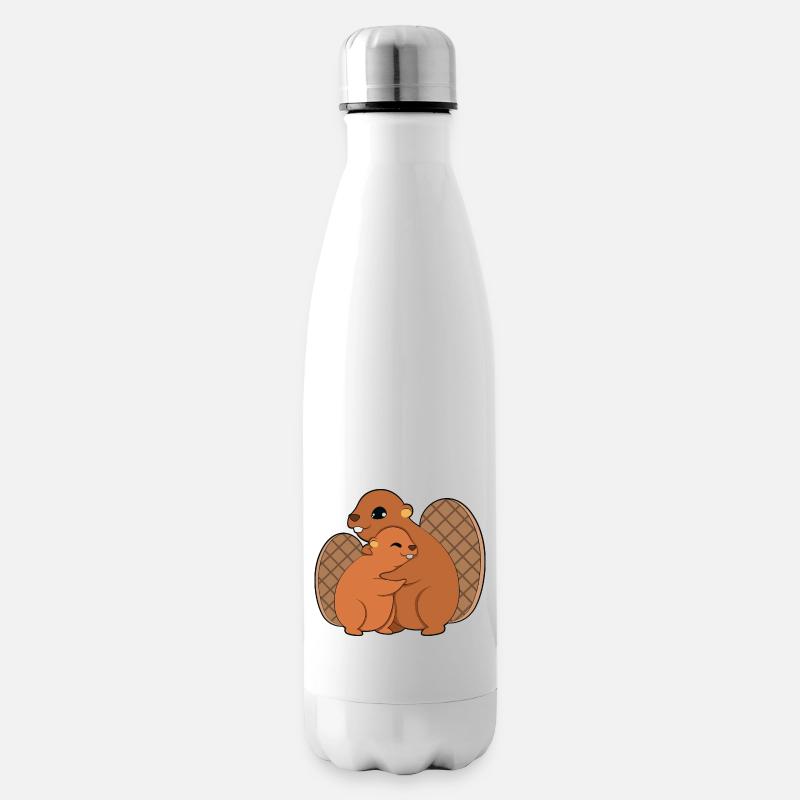 Biber Umarmen - Isolierflasche - Weiß