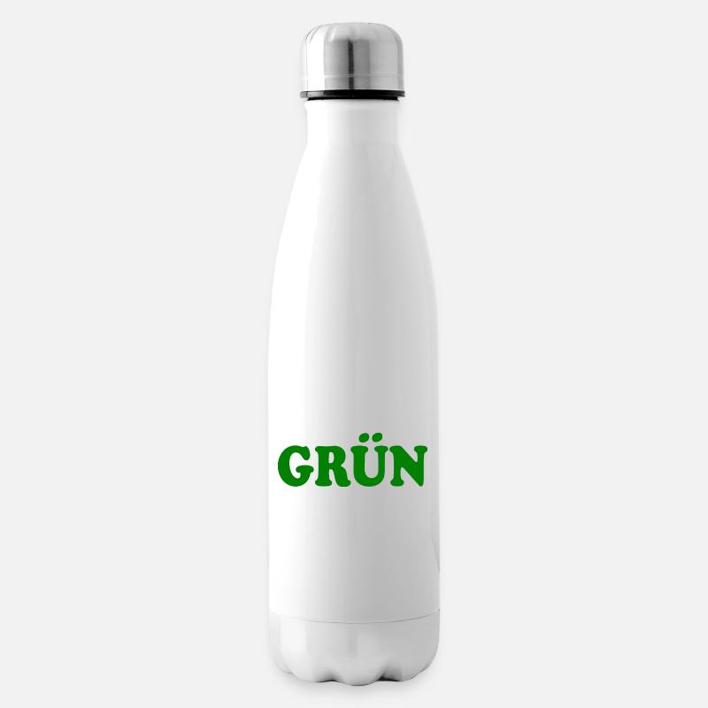 Grün - Isolierflasche - Weiß