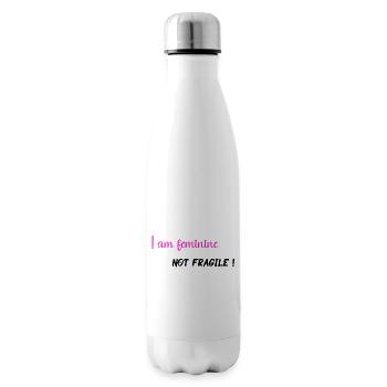 I am feminine, not fragile - PNK BLK - Insulated Water Bottle - white - Right