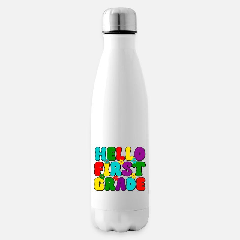Hello first grade, school, school enrollment, school start - Insulated Water Bottle - white