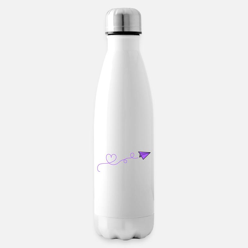 Paper Airplane Heart - Insulated Water Bottle - white
