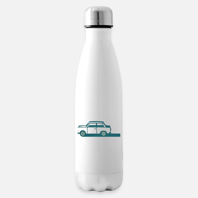 Klassisches minimalistisches blaues Auto - Isolierflasche - Weiß