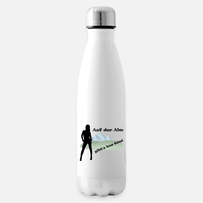 "Auf der Alm gibt's koa Sünd" by Claudia-Moda - Isolierflasche - Weiß