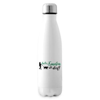 All stupid except for mum! - Dog design gift - Insulated Water Bottle - white - Right