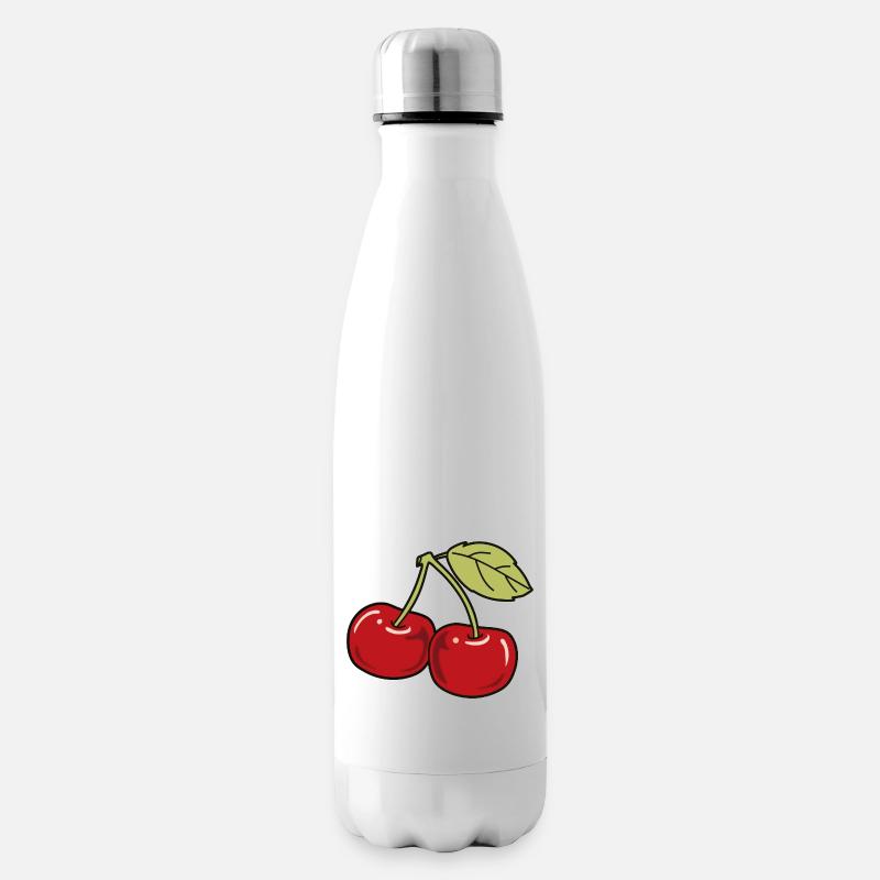 Kirsche - Isolierflasche - Weiß
