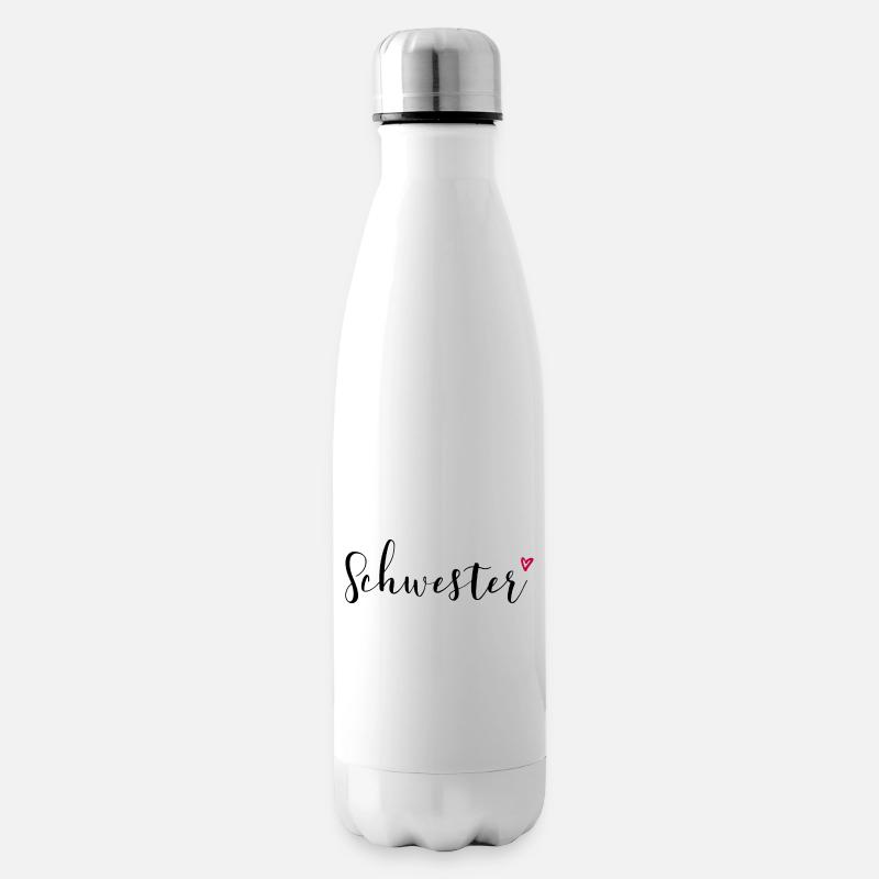 Schwester Herz Geschenkidee - Isolierflasche - Weiß