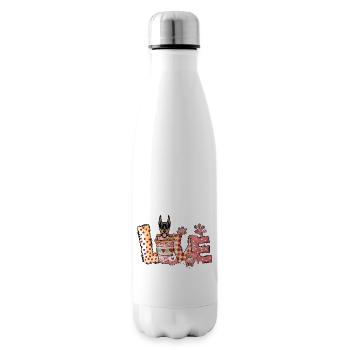 Dobermann Hund Kaffee Liebhaber Valentinstag - Isolierflasche - Weiß - Rechts