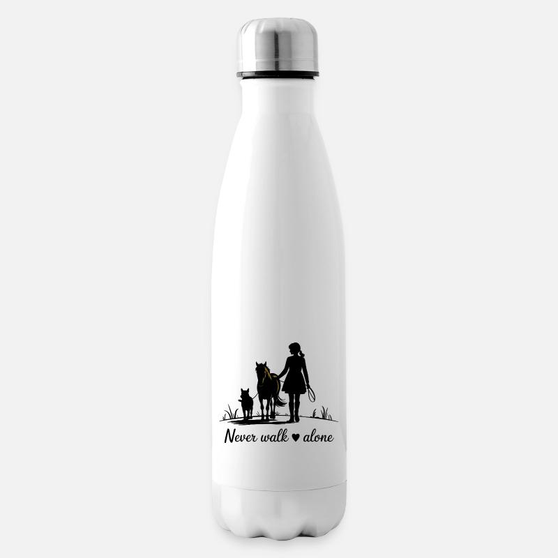 Never Walk Alone – Pferd, Mädchen & Hund - Isolierflasche - Weiß