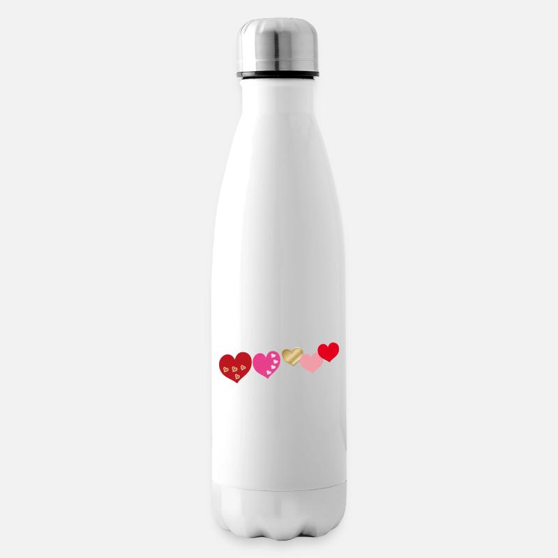  Herzen - Isolierflasche - Weiß
