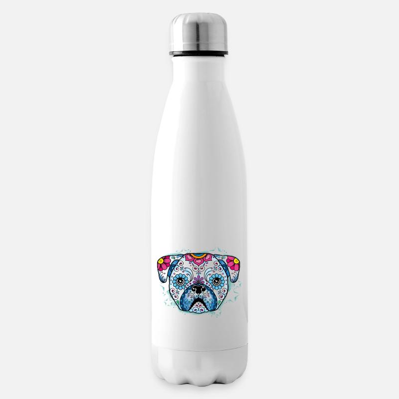 Puppy Sugar Skull - Isolierflasche - Weiß