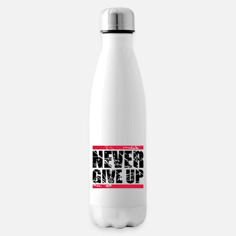 risse kratzer rot balken never give up niemals auf - Isolierflasche - Weiß