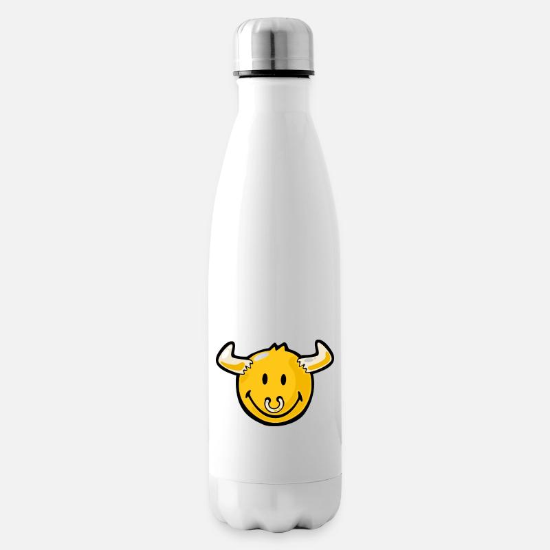 Smiley Bull - Isolierflasche - Weiß