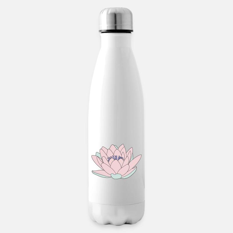 Nénuphar rose - Bouteille isotherme - blanc
