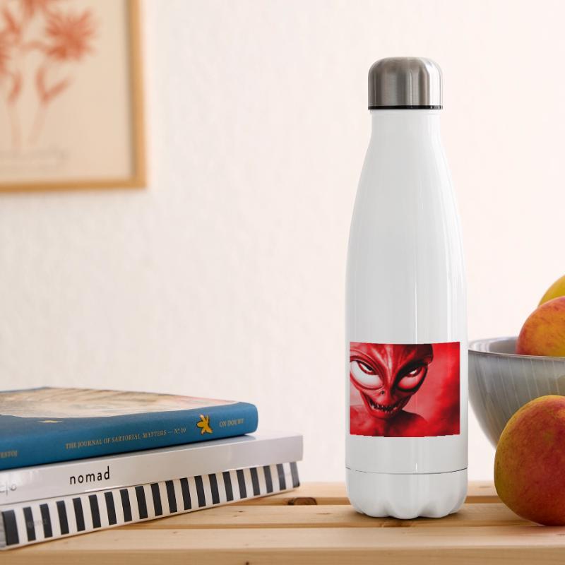 Alien with Sharp Teeth Design - Red Insulated Water Bottle