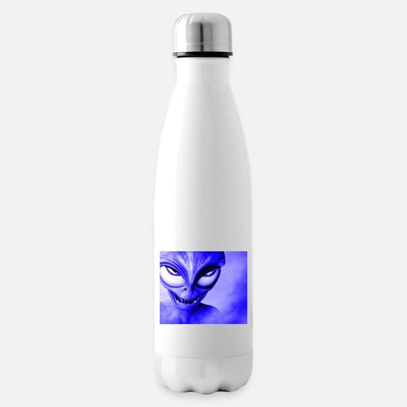 Alien with Sharp Teeth Design - Blue - Insulated Water Bottle - white