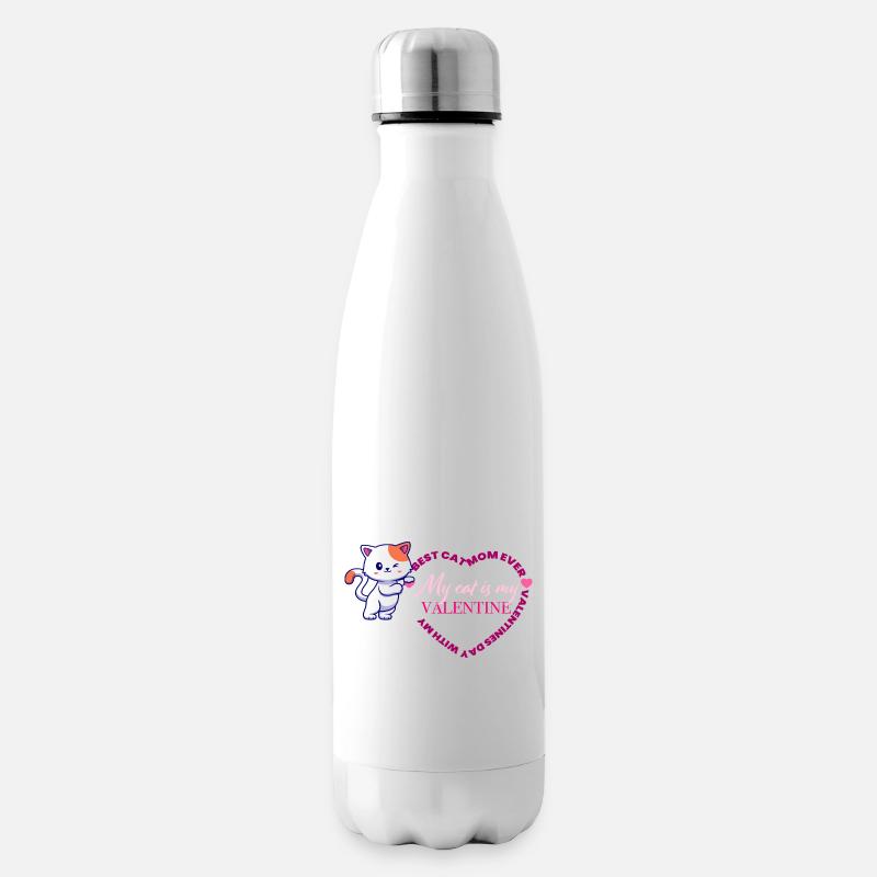 Valentinstag-Katze - Isolierflasche - Weiß