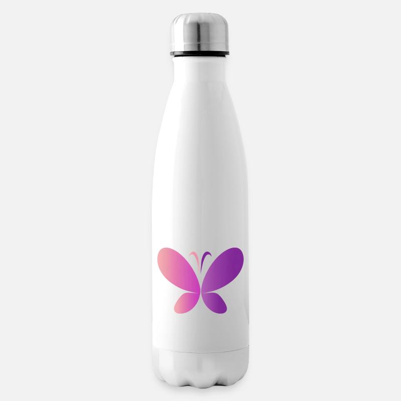 Pinker Schmetterling - Isolierflasche - Weiß