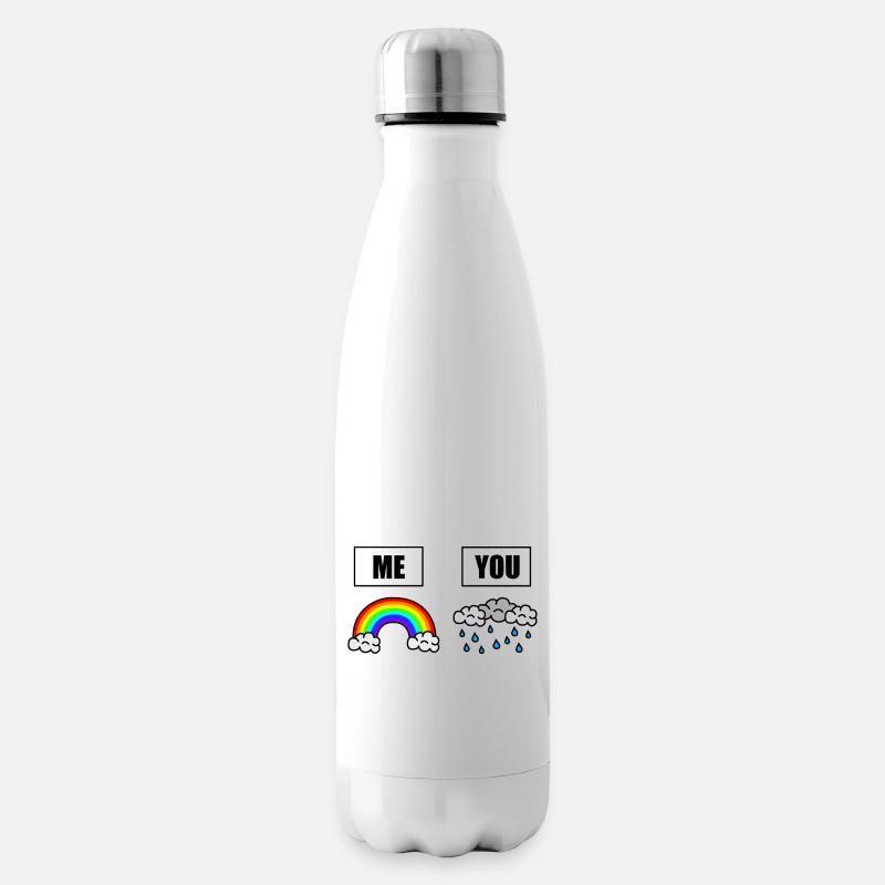 Welt voller Regenwolken - sei der Regenbogen - Isolierflasche - Weiß