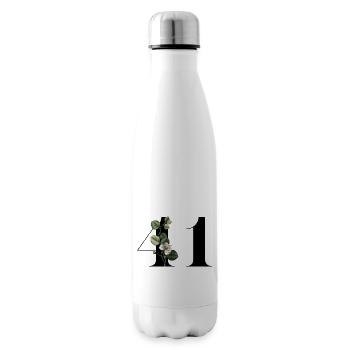 Number 41 Floral Green - 41st Floral Birthday - Insulated Water Bottle - white - Right