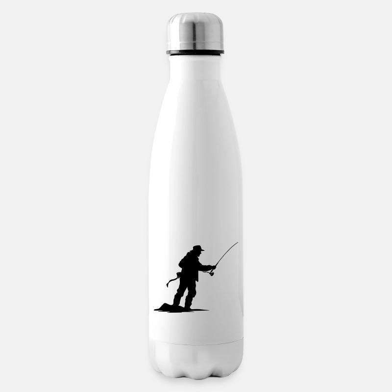Silhouette d’homme de pêche - Bouteille isotherme - blanc