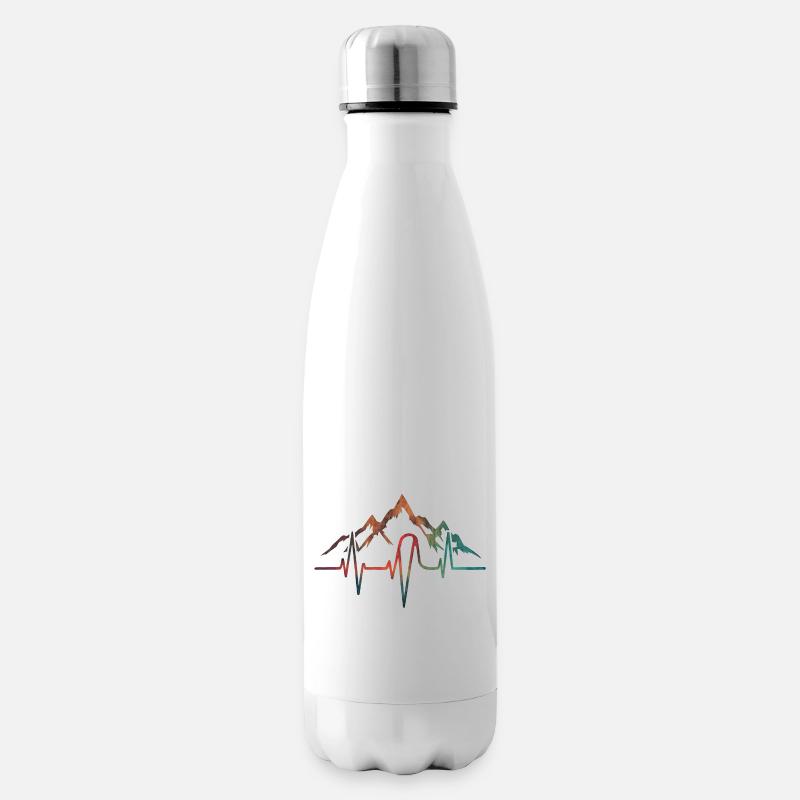Herzschlag Berg - Isolierflasche - Weiß