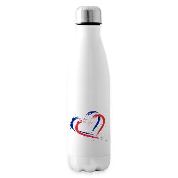 Herz Design Frankreich Flagge Fahne Farben Urlaub - Isolierflasche - Weiß - Rechts