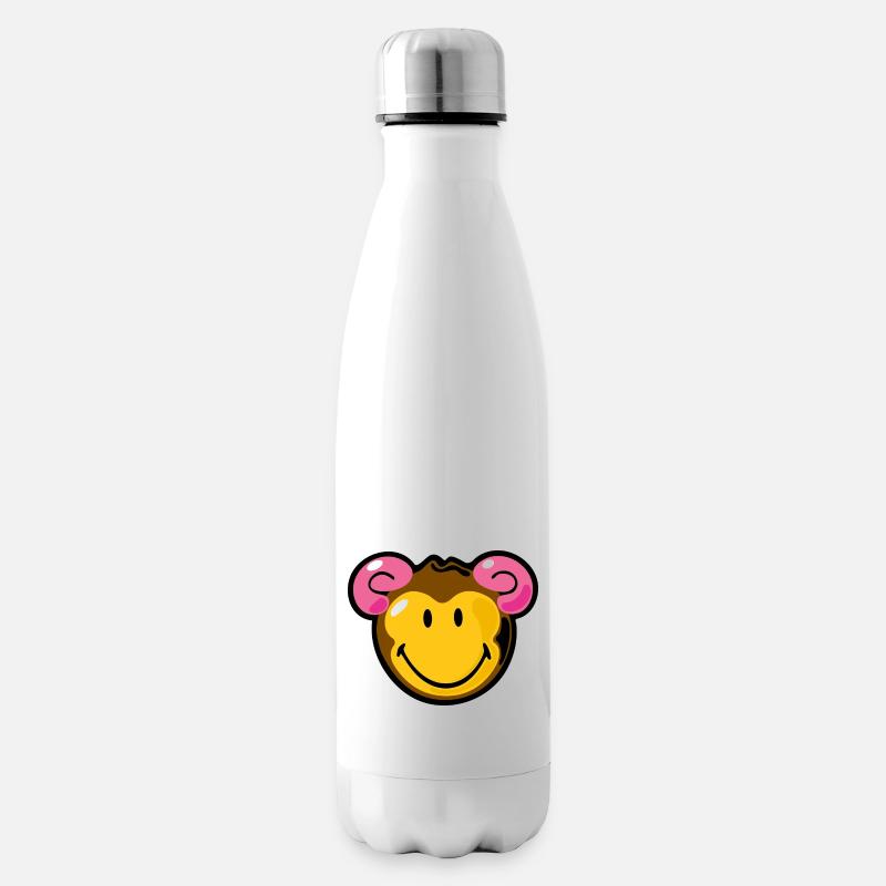 Smiley Monkey - Isolierflasche - Weiß