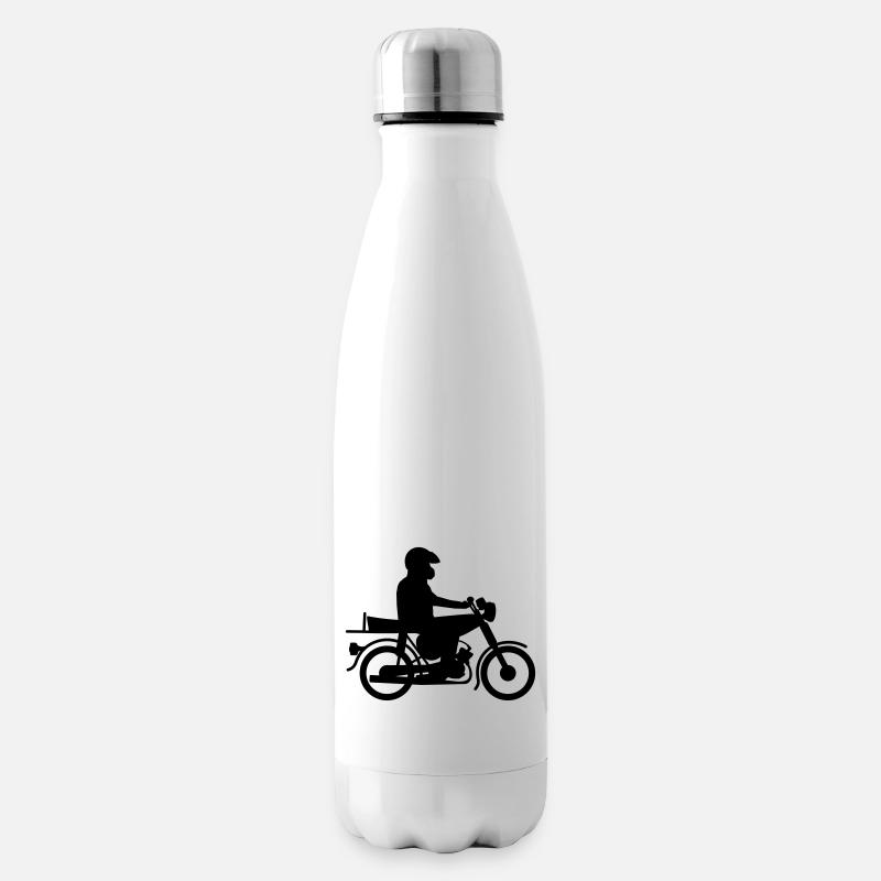 Simson mit Fahrer - Isolierflasche - Weiß