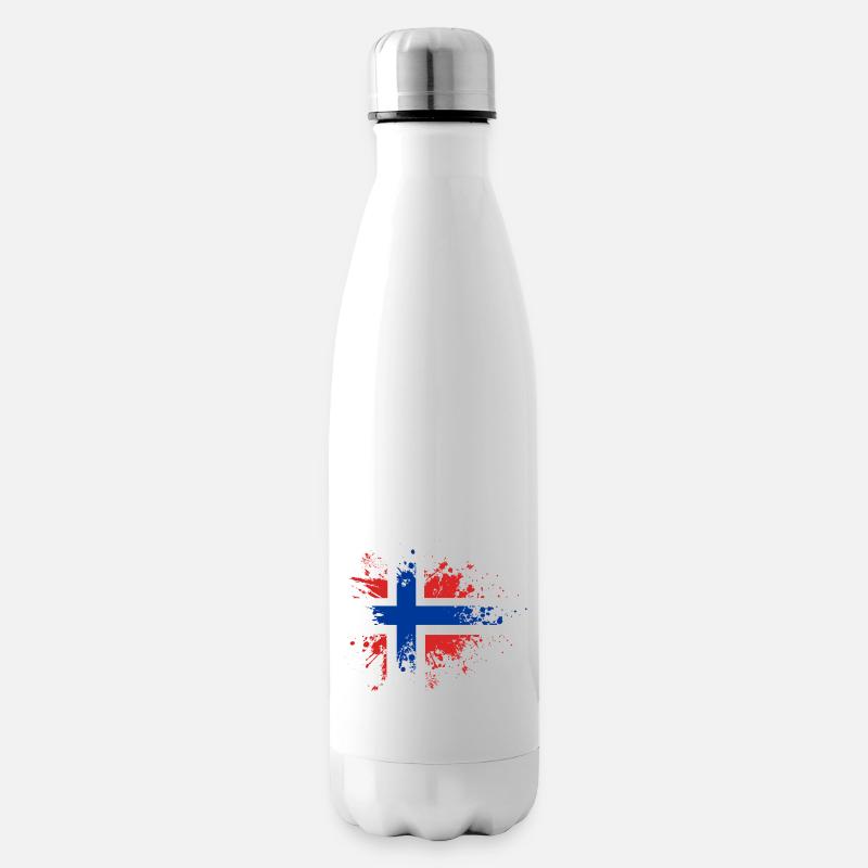 Norvège Drapeau de la Scandinavie - Bouteille isotherme - blanc