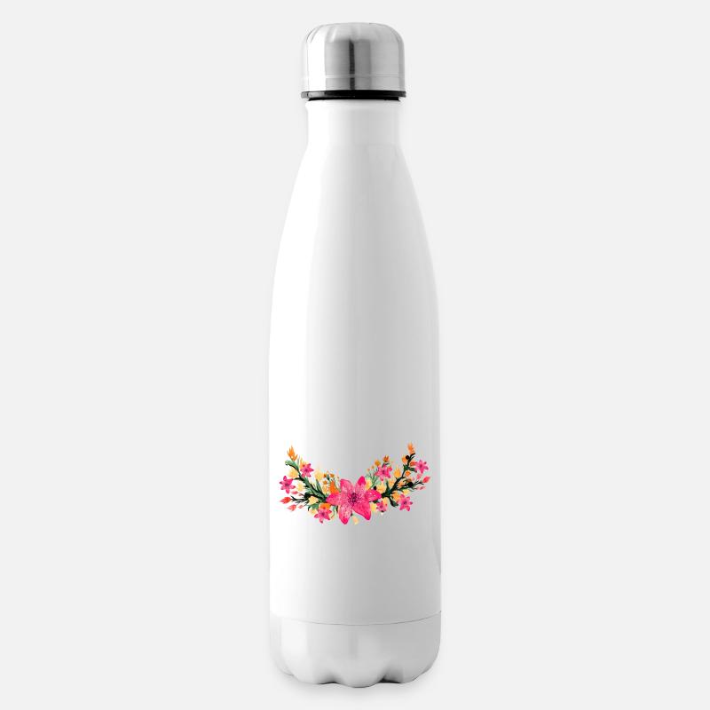 Blumen - Isolierflasche - Weiß