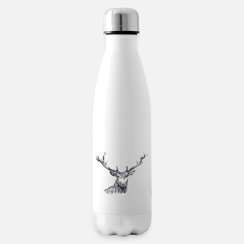 Hirsch - Isolierflasche - Weiß