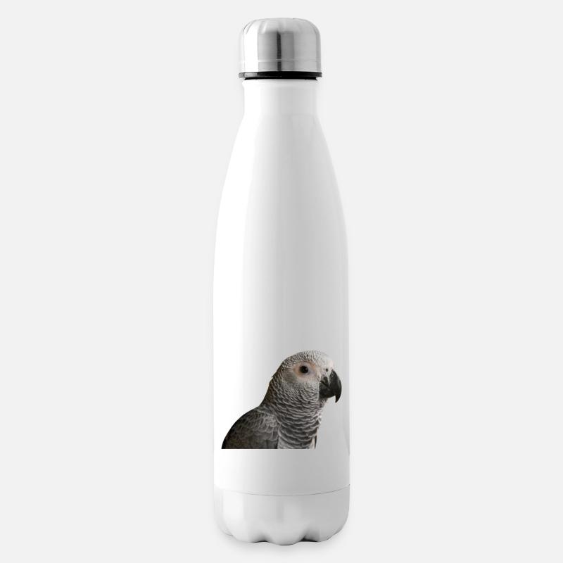 Perroquet gris - Bouteille isotherme - blanc