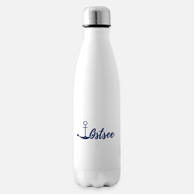 Spruch Ostsee Anker mit Herz - Isolierflasche - Weiß