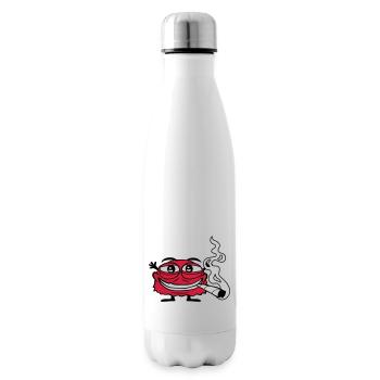 Weed smoking funny monster - Insulated Water Bottle - white - Right