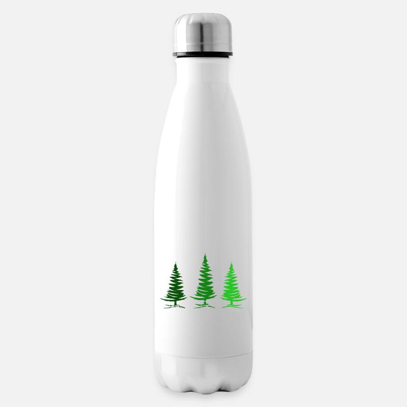 Merry Christmas mit Weihnachtsbäumen - Isolierflasche - Weiß