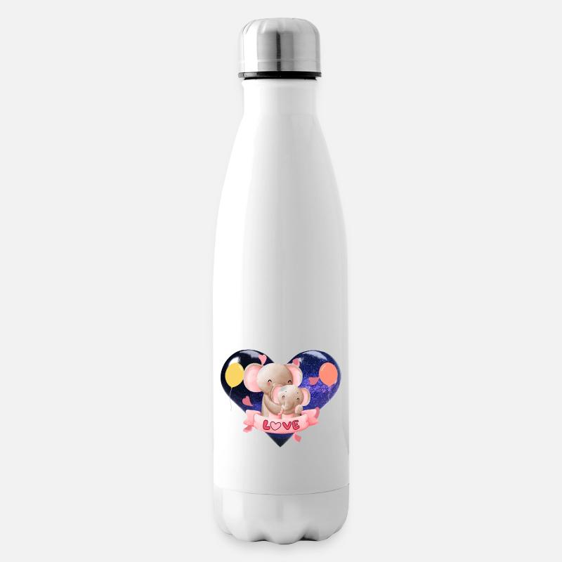 Elefantenmutter und ihr Baby - Isolierflasche - Weiß