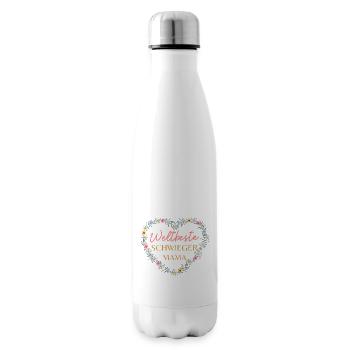 Weltbeste Schwiegermama! Herz- Blumen Design - Isolierflasche - Weiß - Rechts